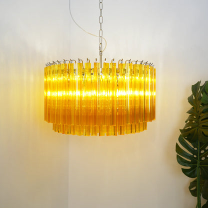Murano Round Prisms Amber Chandelier - Nuvé