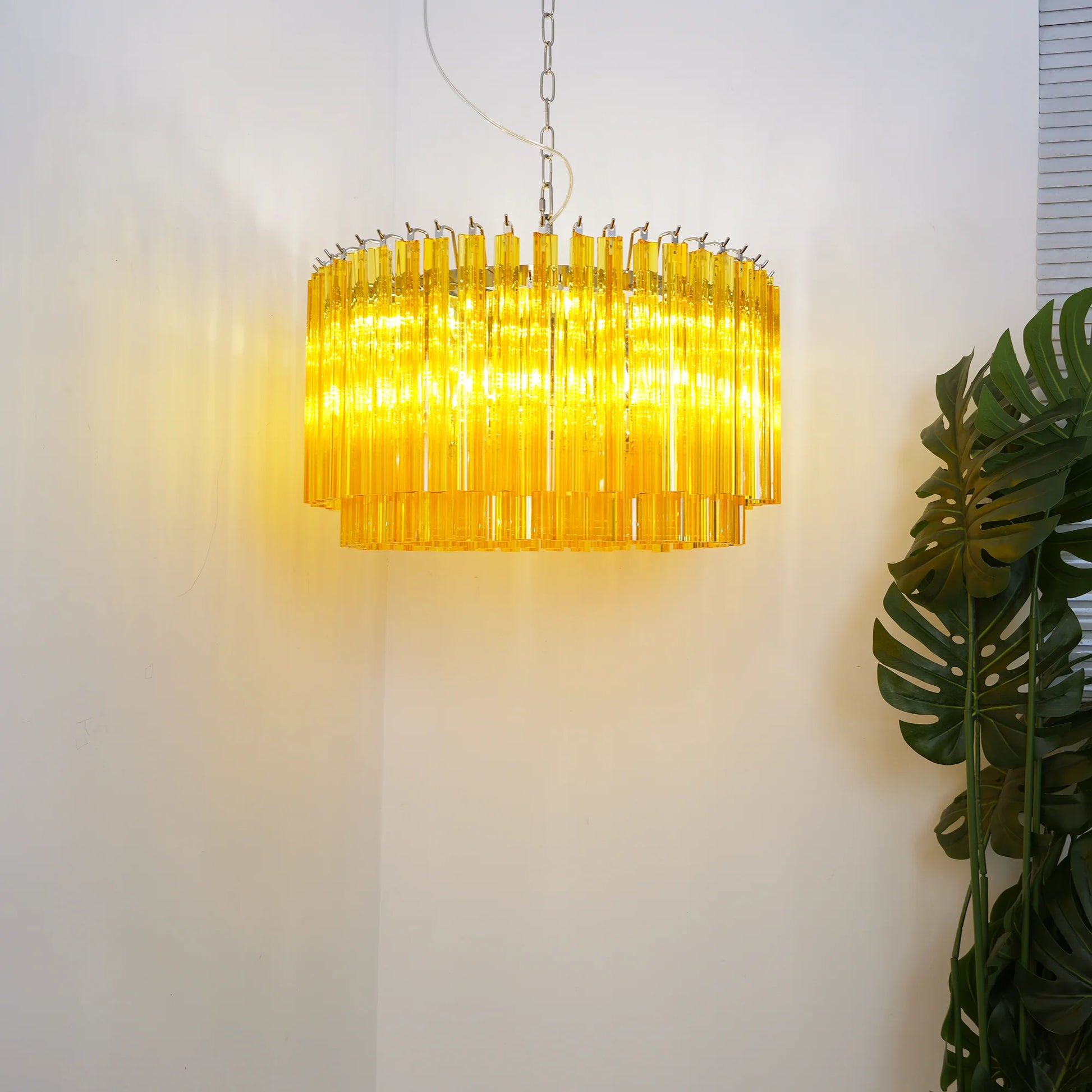 Murano Round Prisms Amber Chandelier - Nuvé