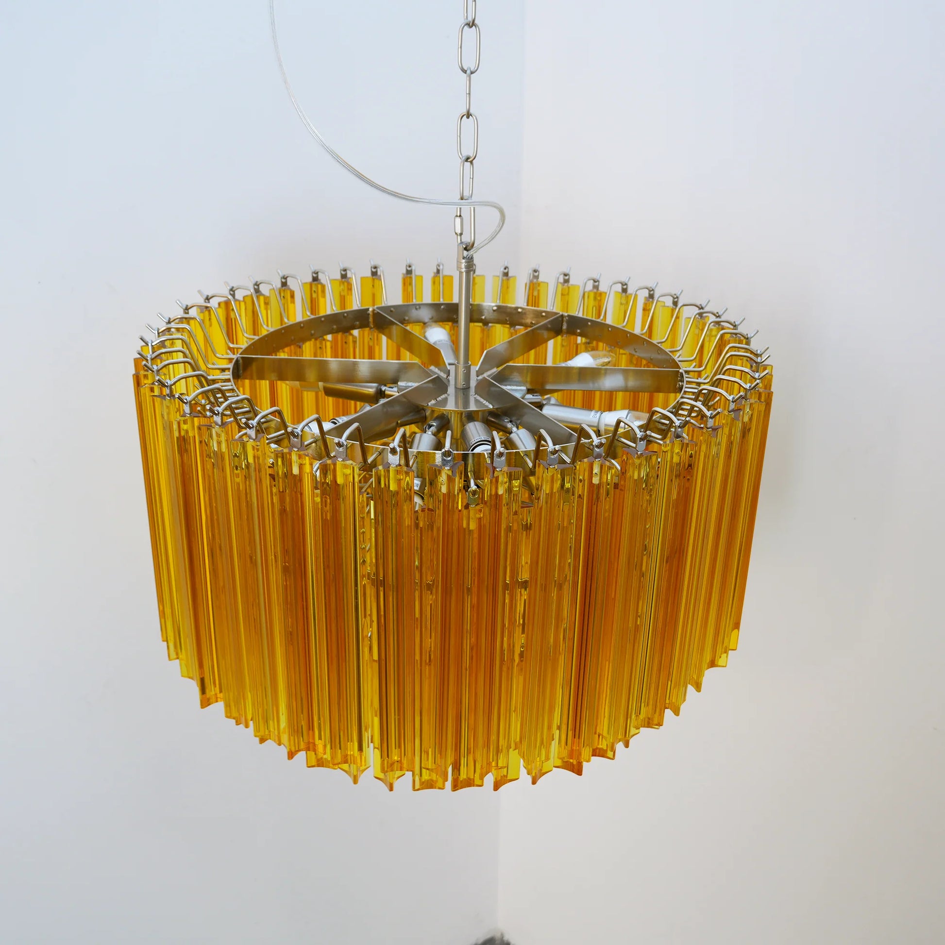 Murano Round Prisms Amber Chandelier - Nuvé