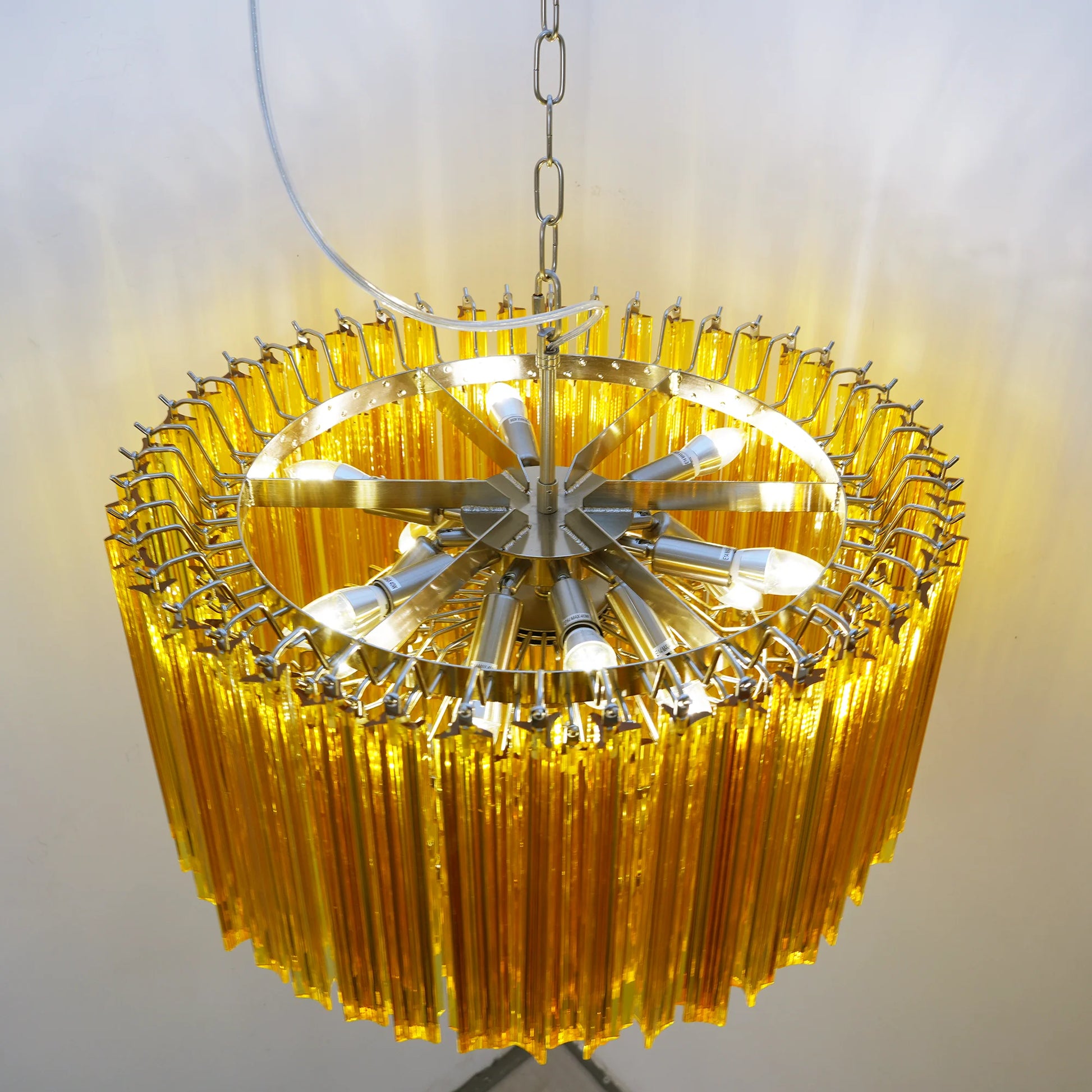Murano Round Prisms Amber Chandelier - Nuvé