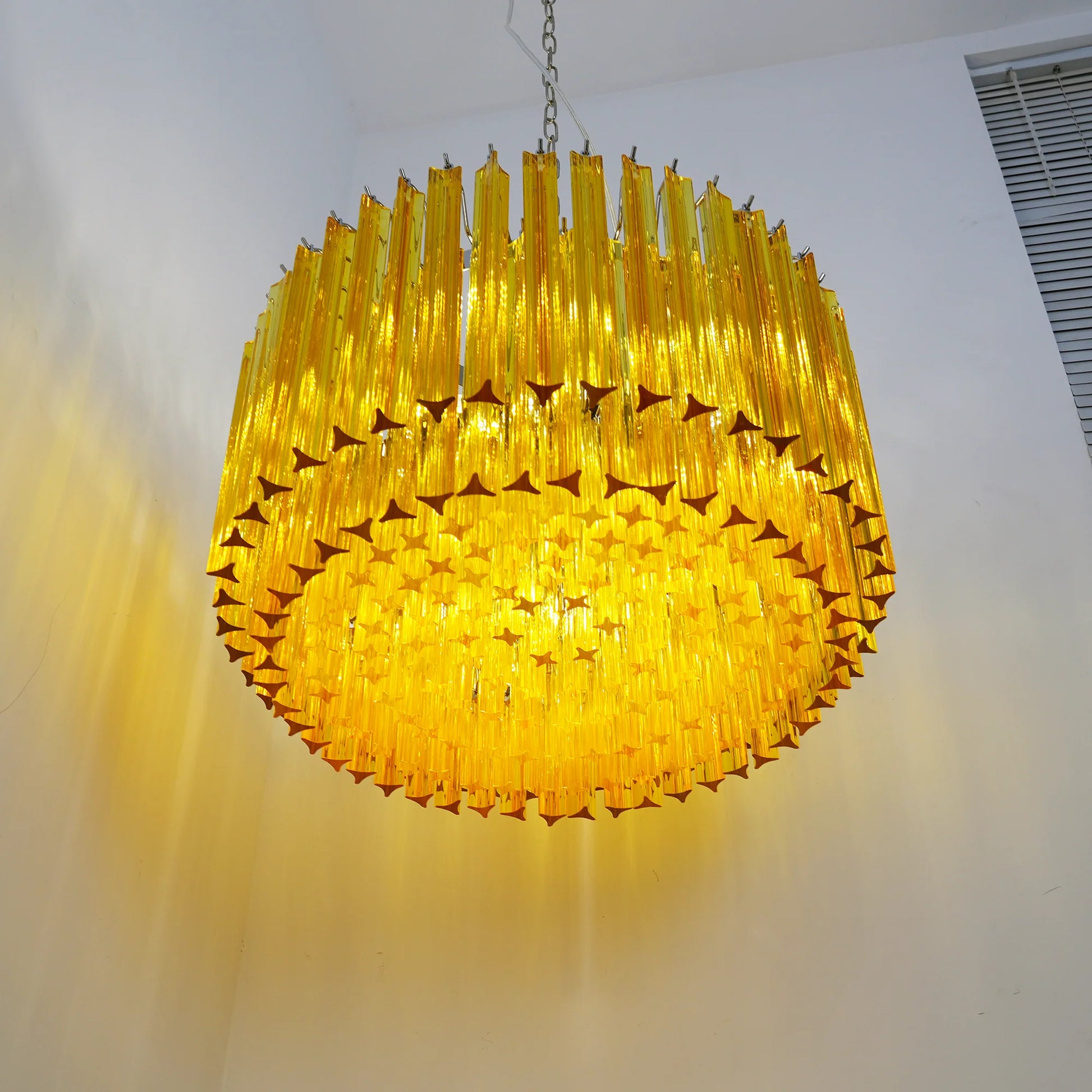 Murano Round Prisms Amber Chandelier - Nuvé