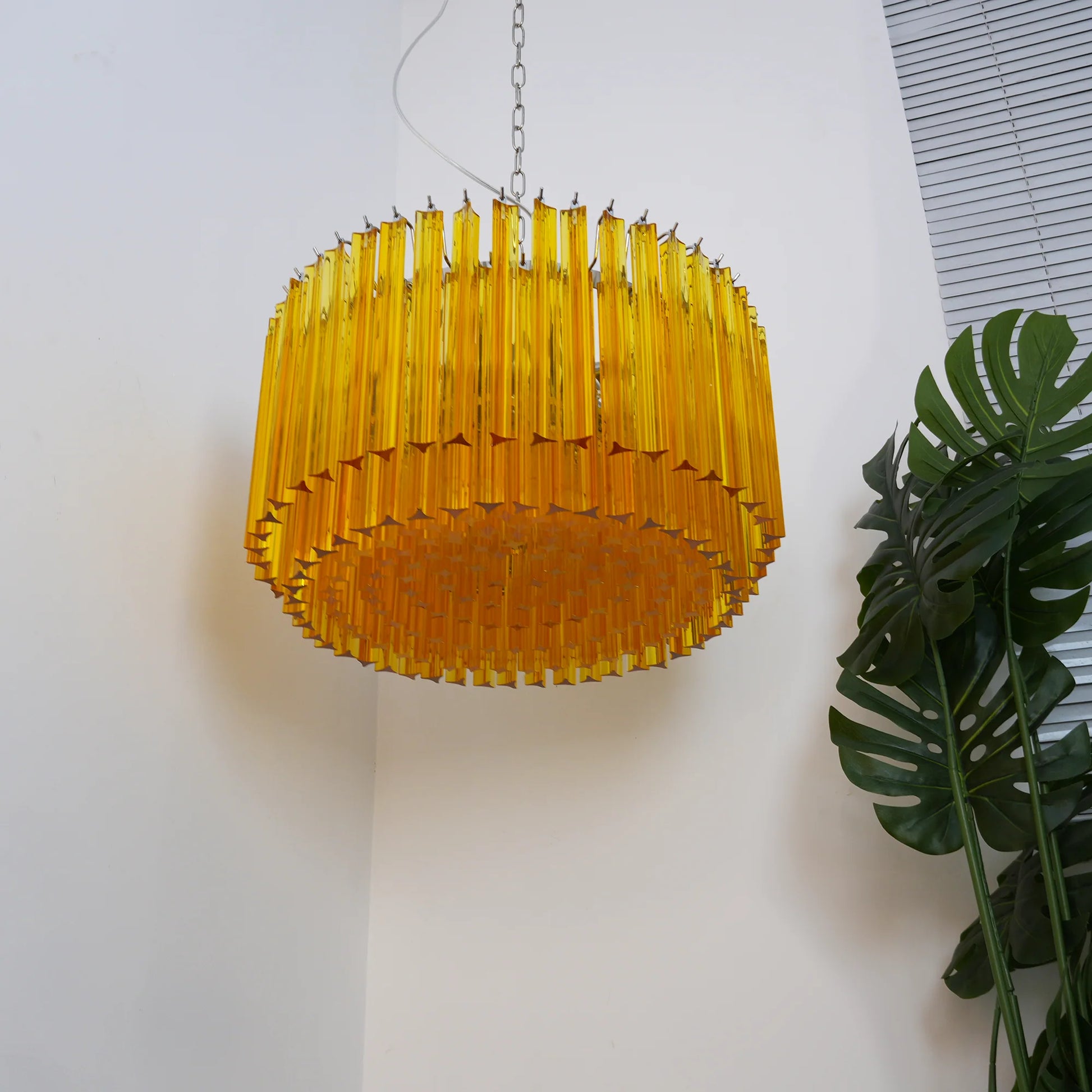 Murano Round Prisms Amber Chandelier - Nuvé