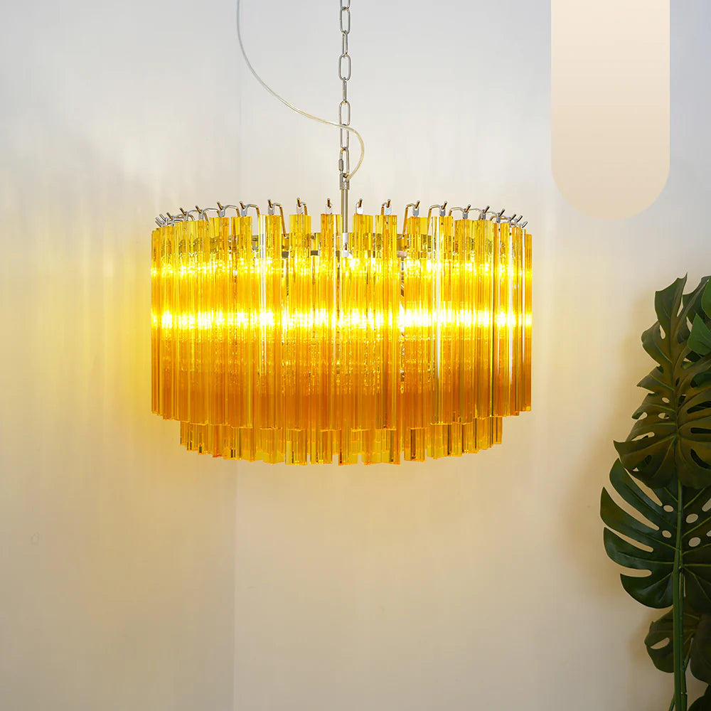 Murano Round Prisms Amber Chandelier - Nuvé