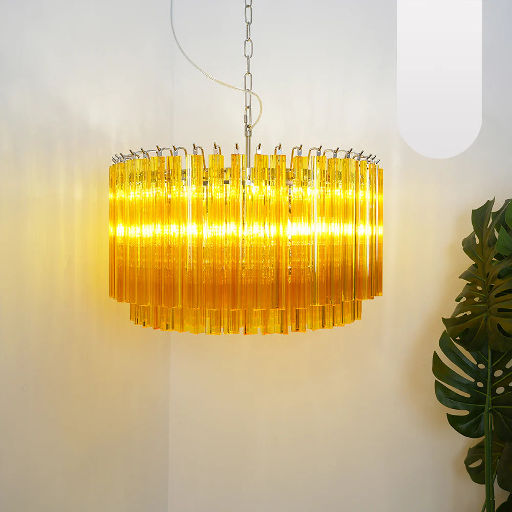 Murano Round Prisms Amber Chandelier - Nuvé