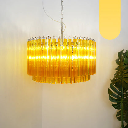 Murano Round Prisms Amber Chandelier - Nuvé