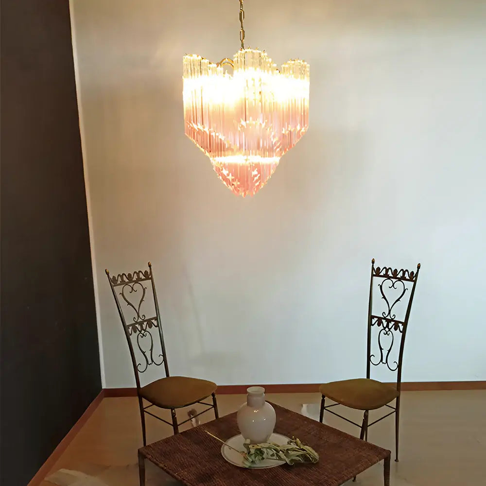 Murano Shaded Pink Prism Chandelier - Nuvé