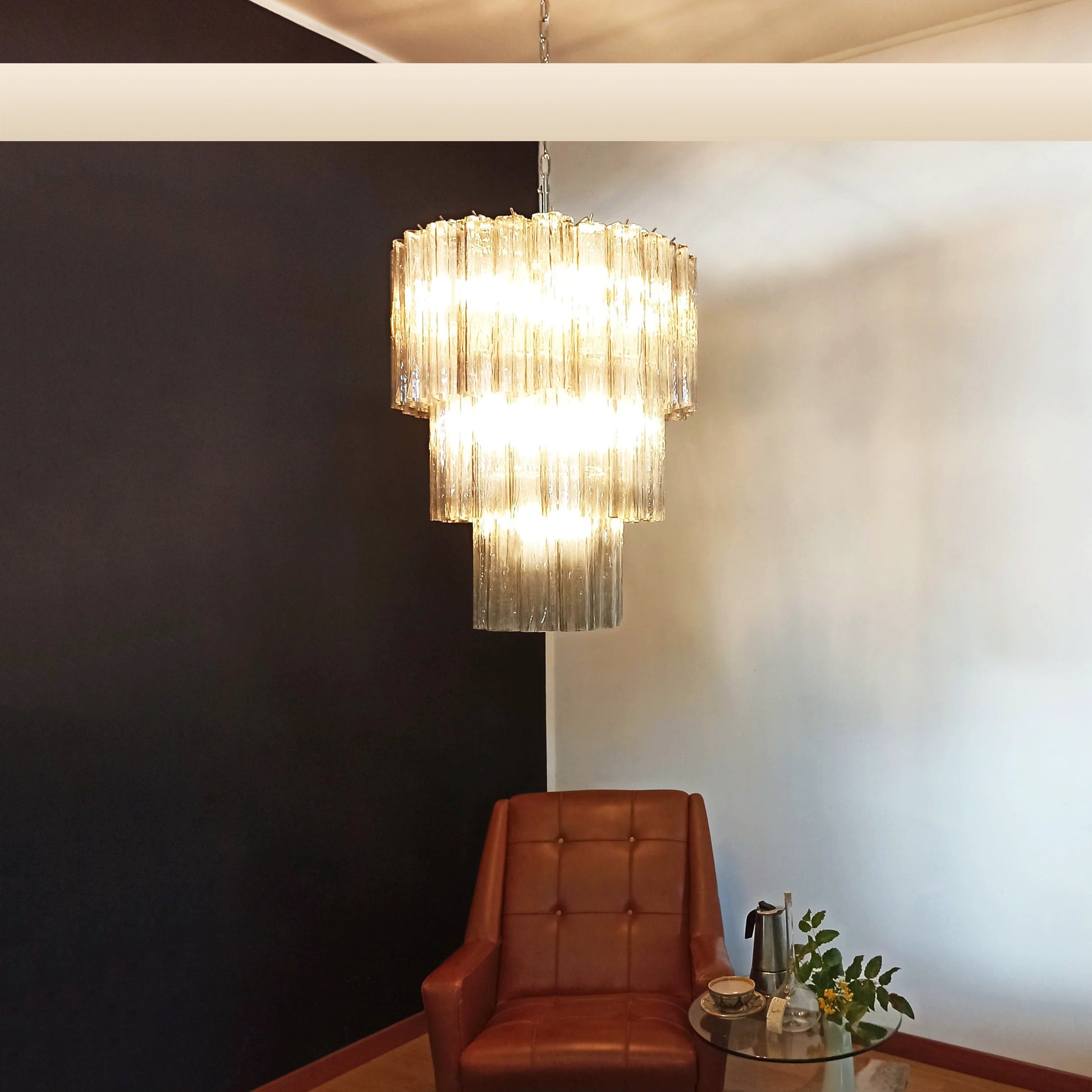 Murano Smoked Glass Tube Chandelier - Nuvé