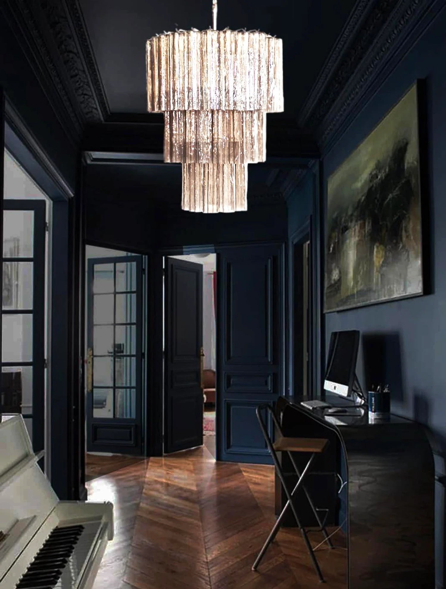 Murano Smoked Glass Tube Chandelier - Nuvé