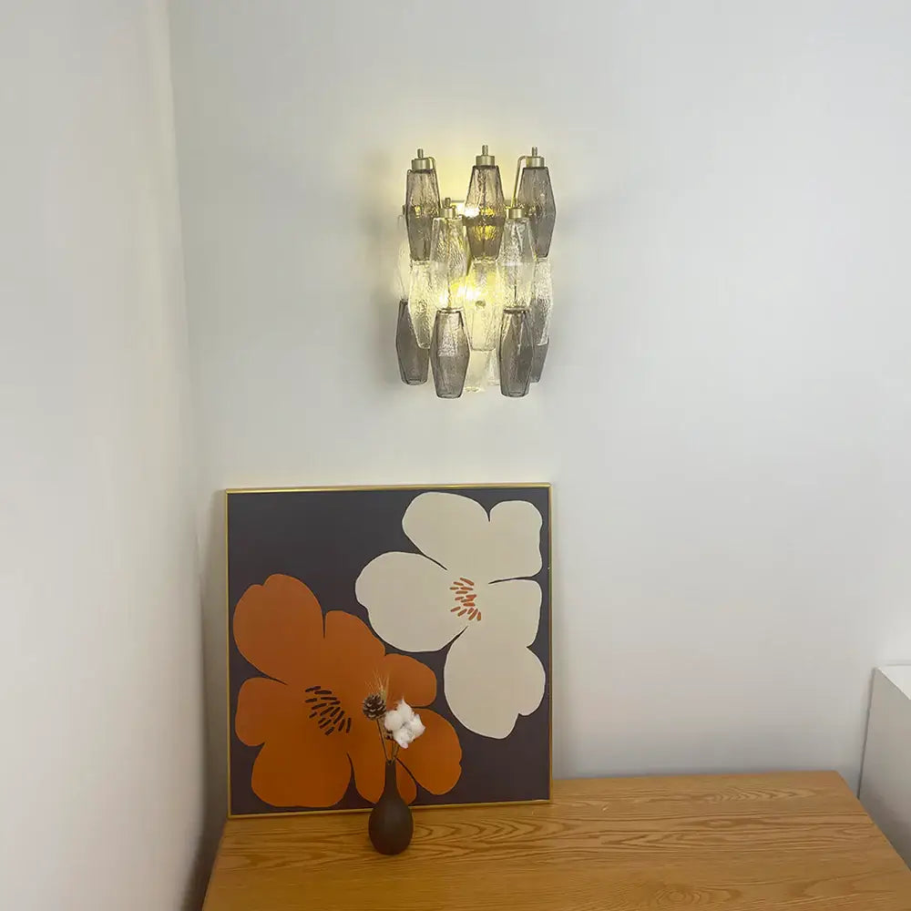 Murano Smoked Transparent Glass Wall Sconces - Nuvé