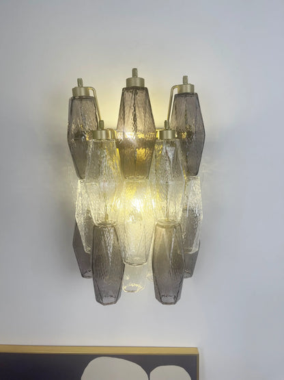 Murano Smoked Transparent Glass Wall Sconces - Nuvé
