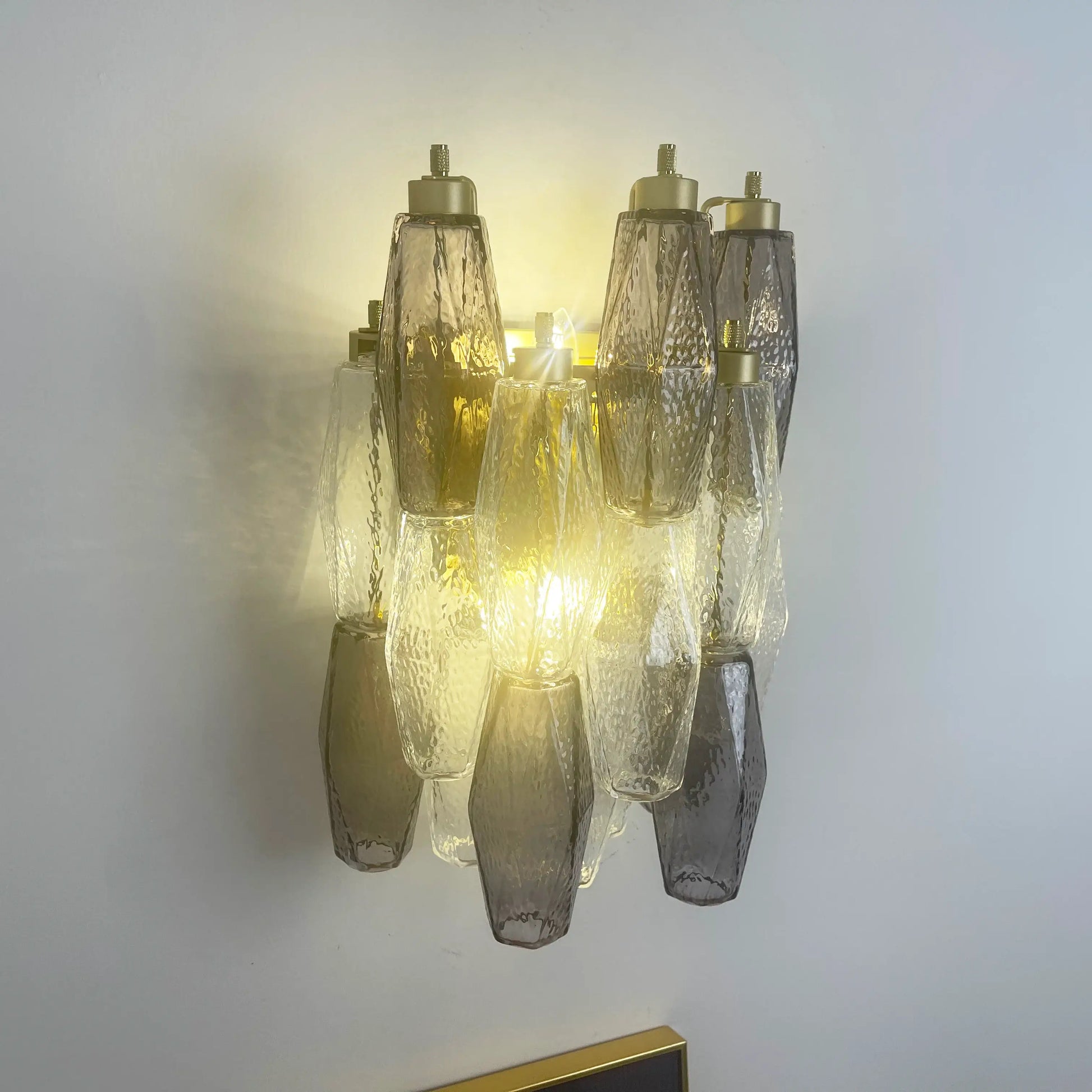 Murano Smoked Transparent Glass Wall Sconces - Nuvé