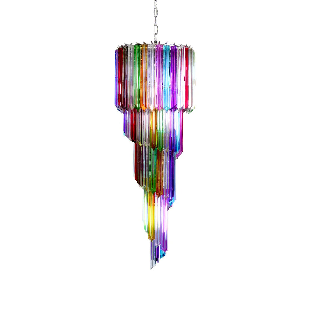Murano Spiral Multicolor Prism Glass Chandelier - Nuvé