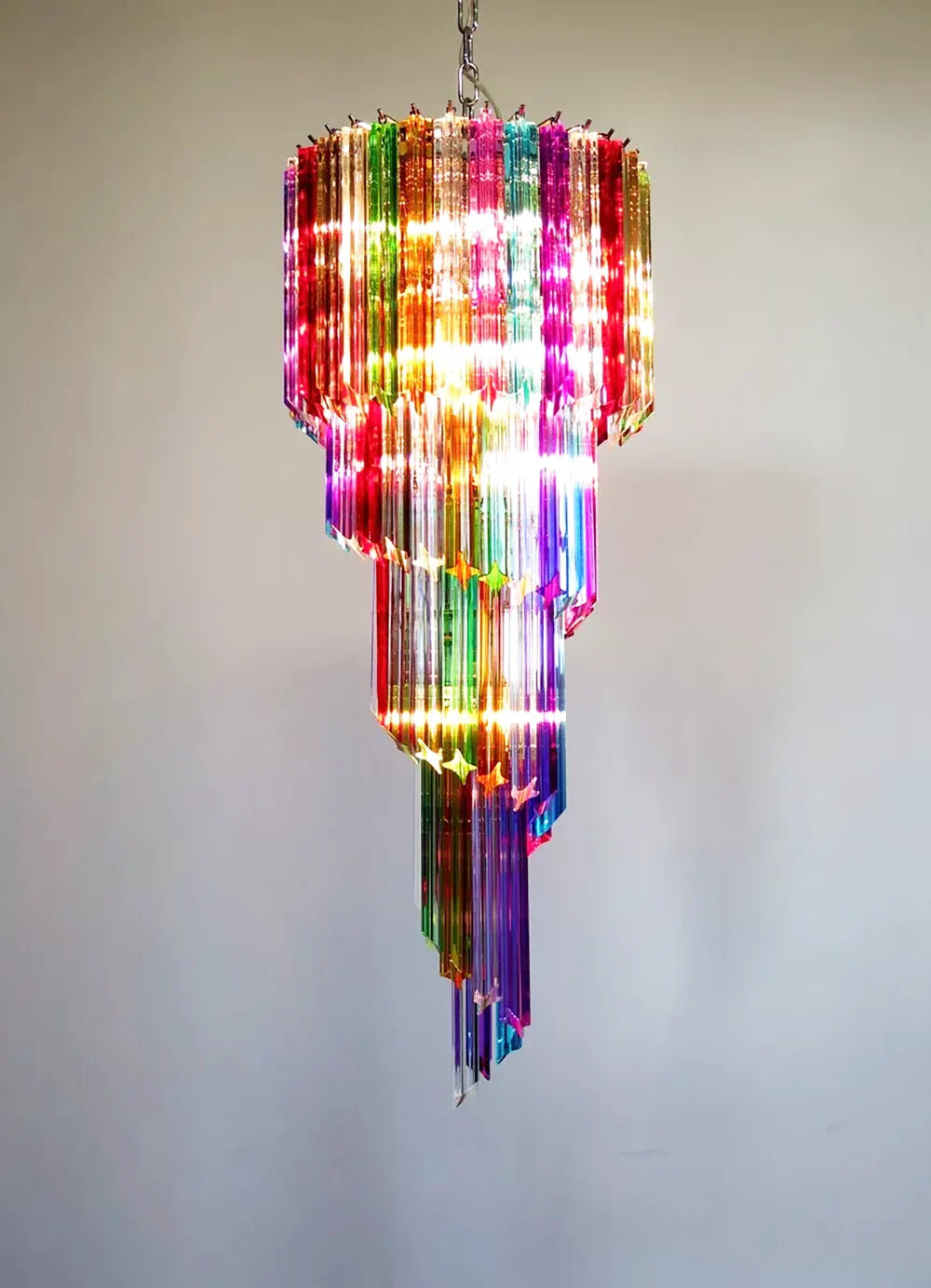 Murano Spiral Multicolor Prism Glass Chandelier - Nuvé
