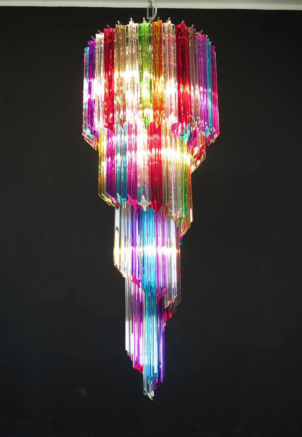 Murano Spiral Multicolor Prism Glass Chandelier - Nuvé