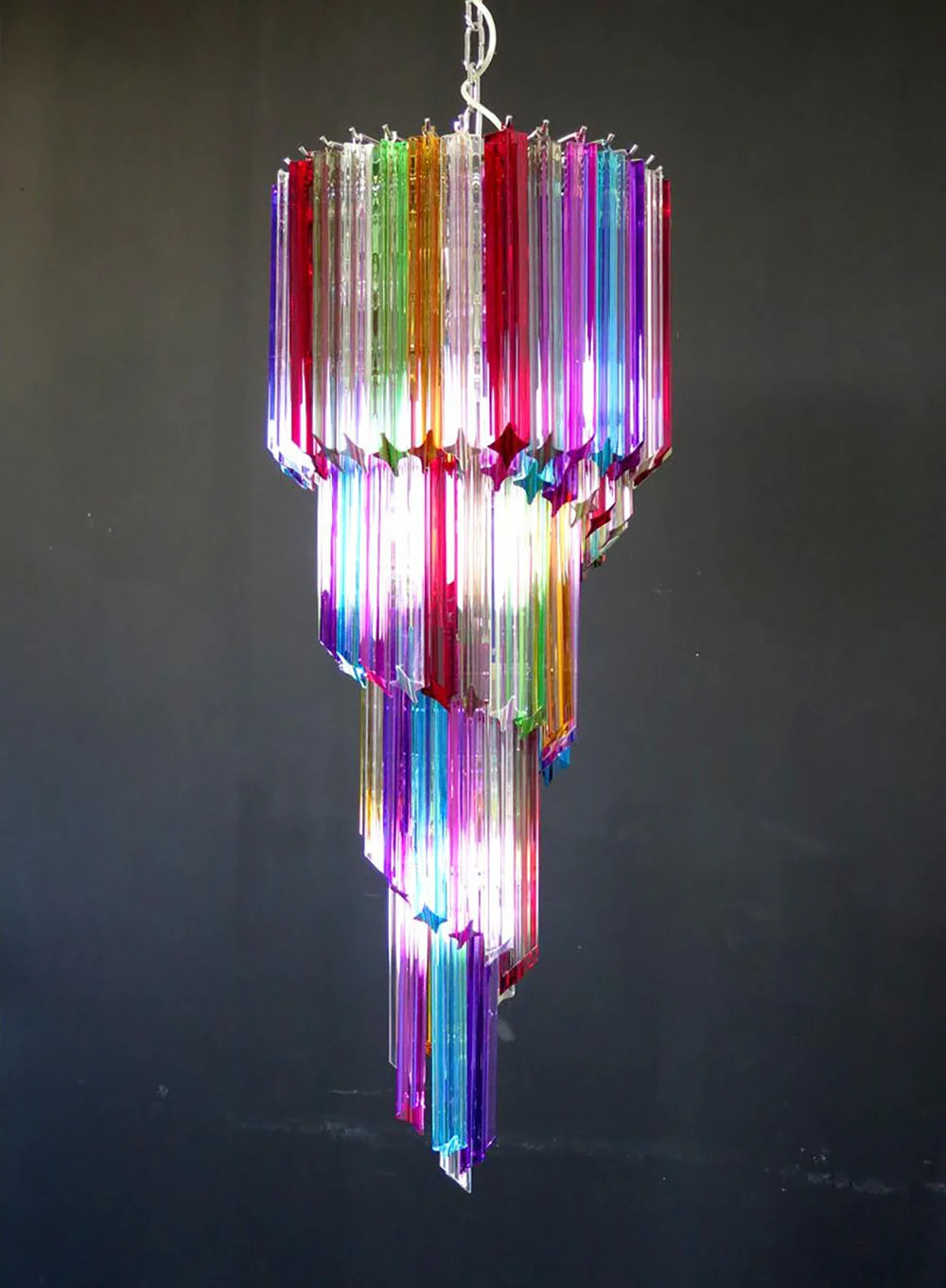 Murano Spiral Multicolor Prism Glass Chandelier - Nuvé
