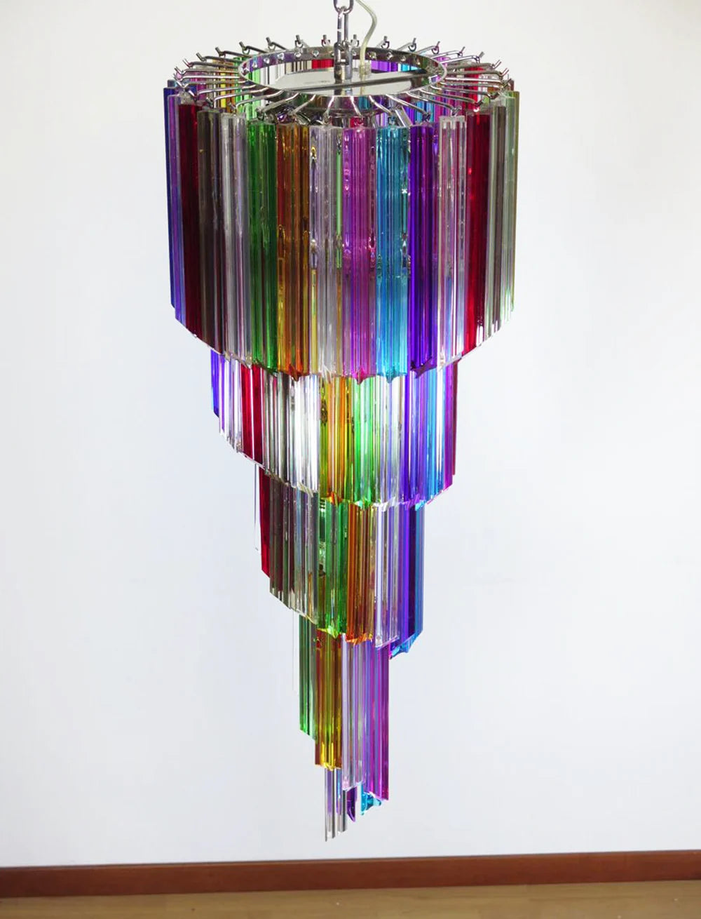 Murano Spiral Multicolor Prism Glass Chandelier - Nuvé