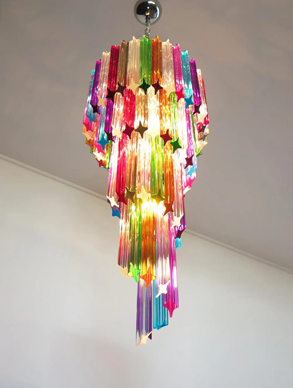 Murano Spiral Multicolor Prism Glass Chandelier - Nuvé