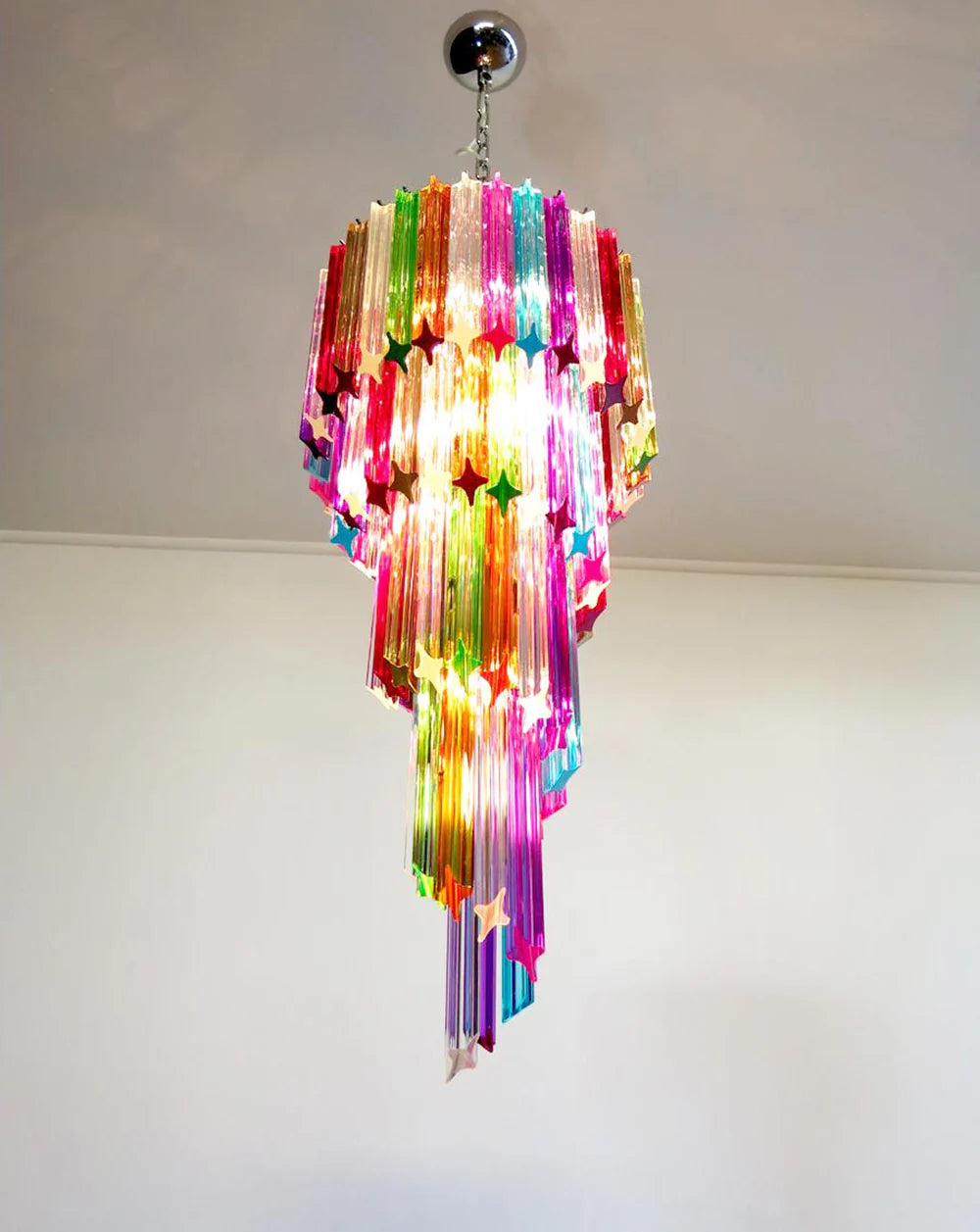 Murano Spiral Multicolor Prism Glass Chandelier - Nuvé
