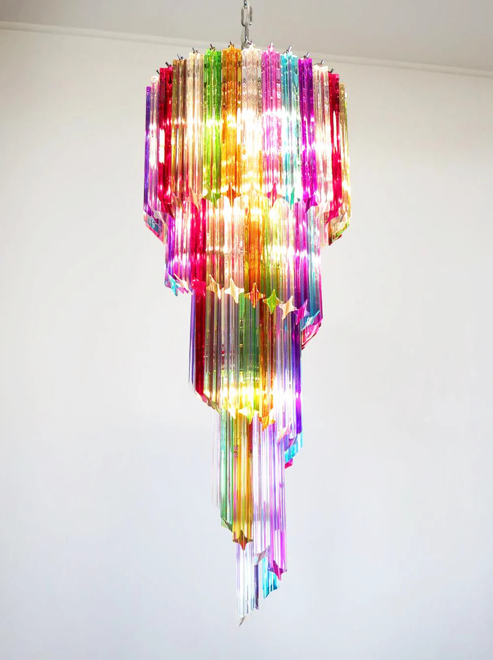 Murano Spiral Multicolor Prism Glass Chandelier - Nuvé