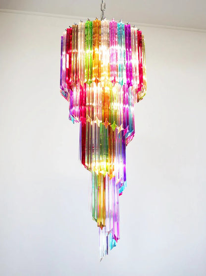 Murano Spiral Multicolor Prism Glass Chandelier - Nuvé