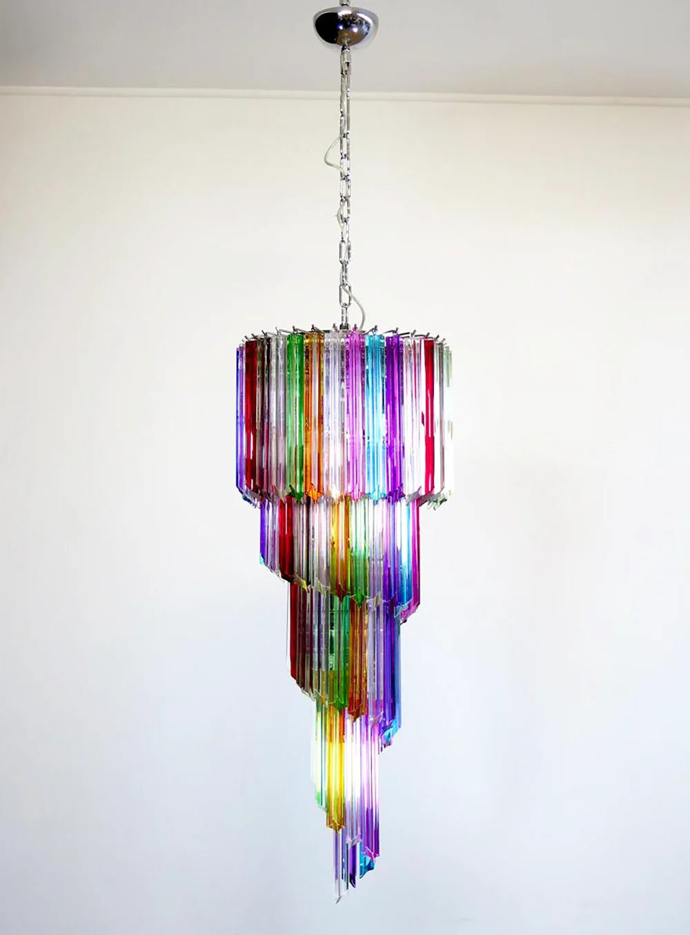 Murano Spiral Multicolor Prism Glass Chandelier - Nuvé