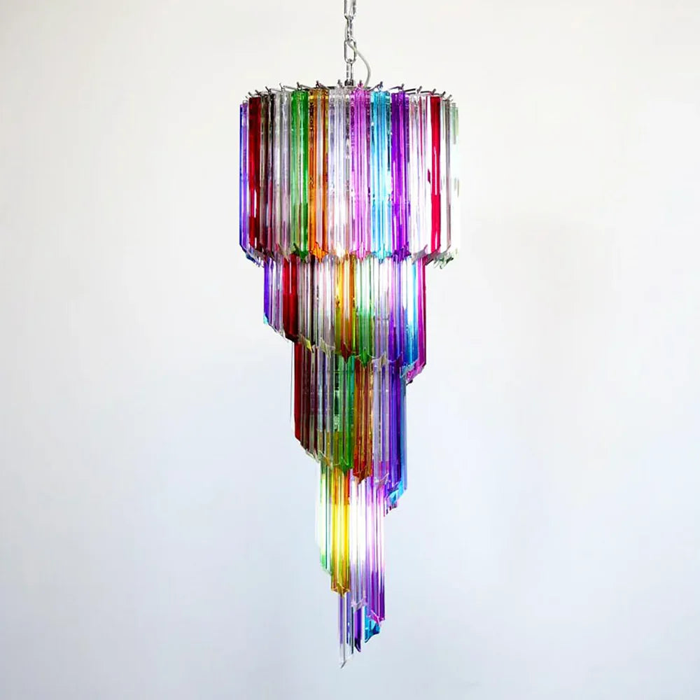 Murano Spiral Multicolor Prism Glass Chandelier - Nuvé