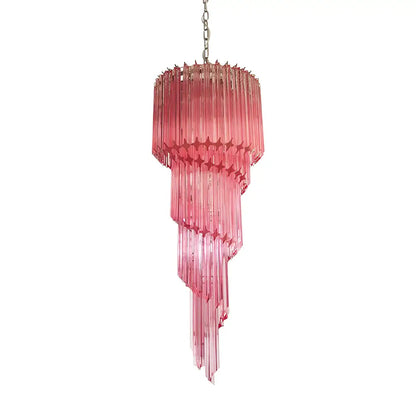 Murano Spiral Pink Prism Glass Chandelier - Nuvé