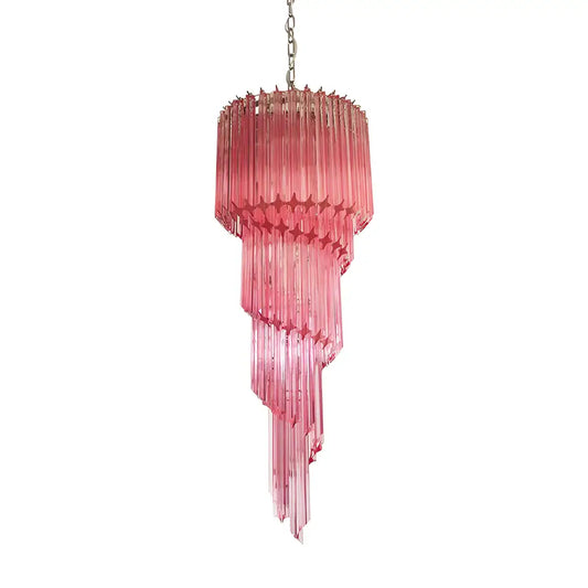 Murano Spiral Pink Prism Glass Chandelier - Nuvé