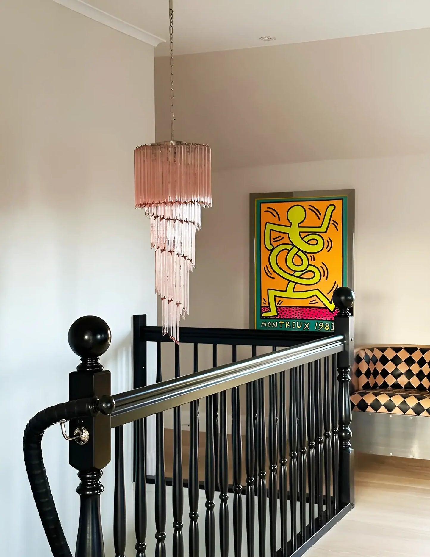 Murano Spiral Pink Prism Glass Chandelier - Nuvé