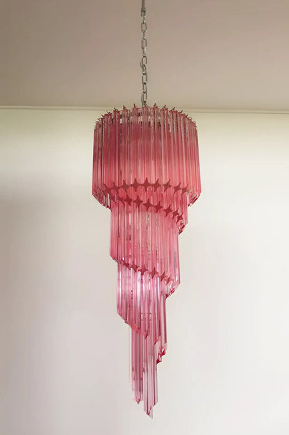 Murano Spiral Pink Prism Glass Chandelier - Nuvé