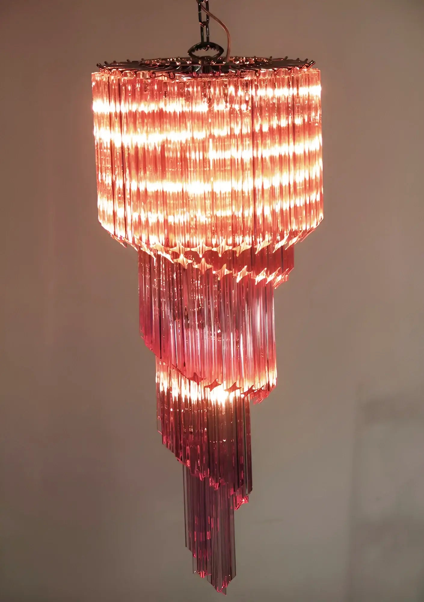 Murano Spiral Pink Prism Glass Chandelier - Nuvé