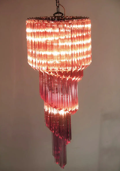 Murano Spiral Pink Prism Glass Chandelier - Nuvé