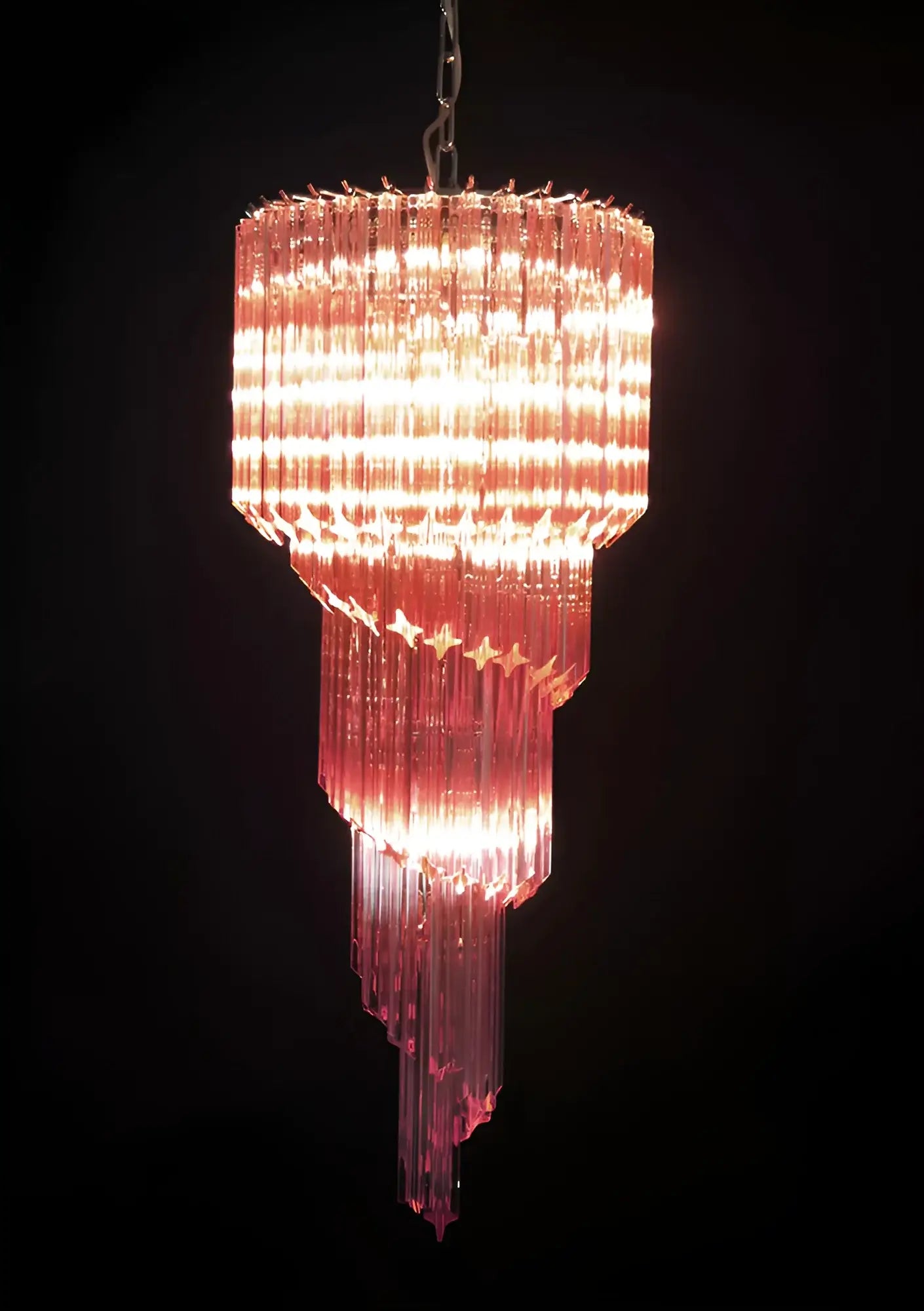 Murano Spiral Pink Prism Glass Chandelier - Nuvé