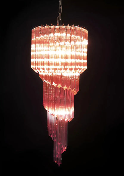 Murano Spiral Pink Prism Glass Chandelier - Nuvé