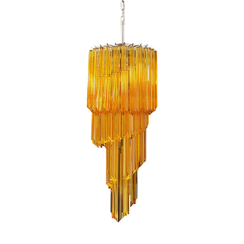 Murano Spiral Prisms Amber Chandelier - Nuvé