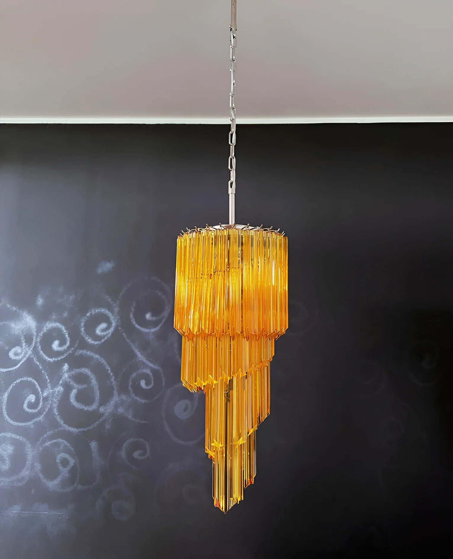 Murano Spiral Prisms Amber Chandelier - Nuvé