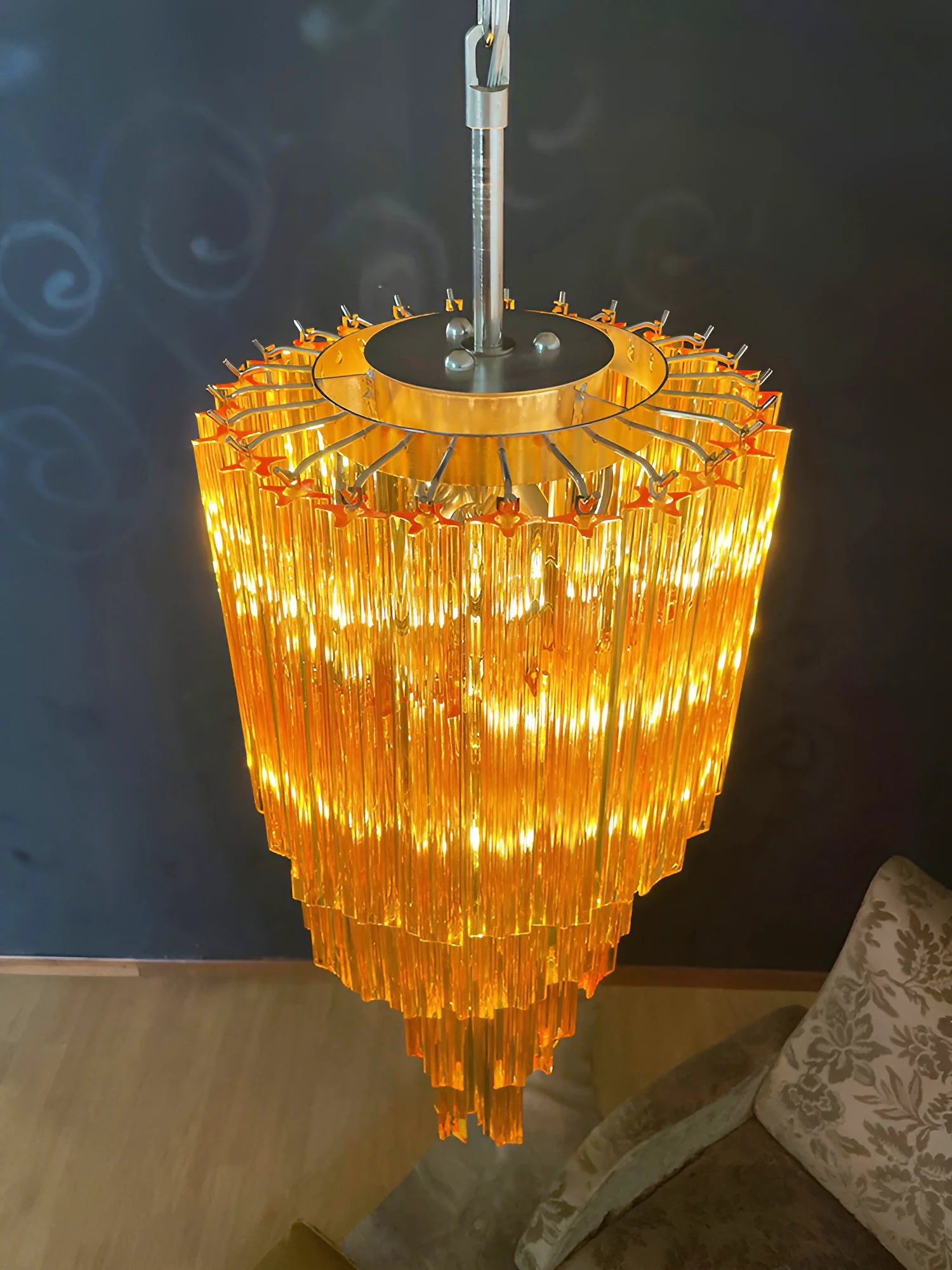 Murano Spiral Prisms Amber Chandelier - Nuvé