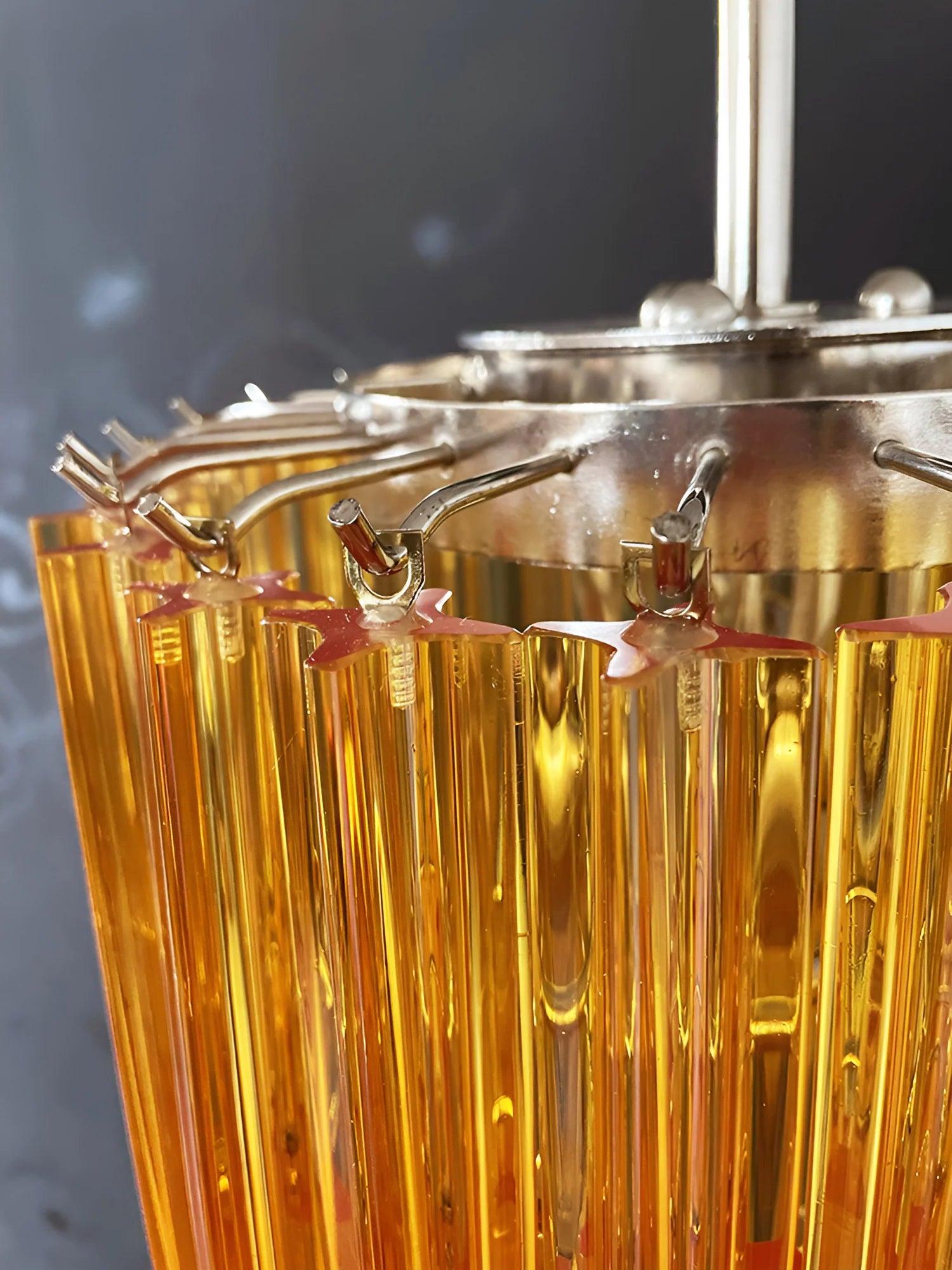 Murano Spiral Prisms Amber Chandelier - Nuvé