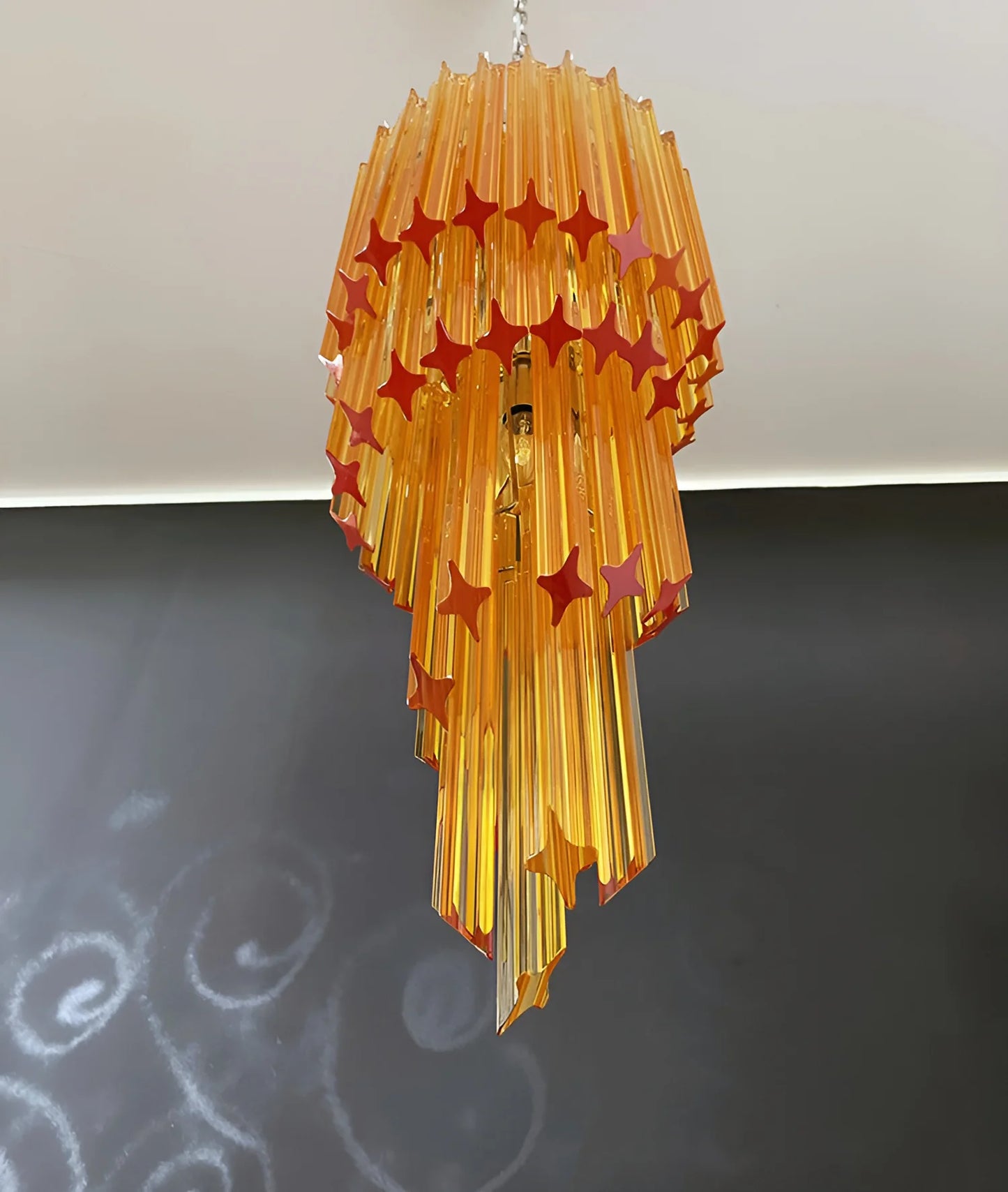 Murano Spiral Prisms Amber Chandelier - Nuvé