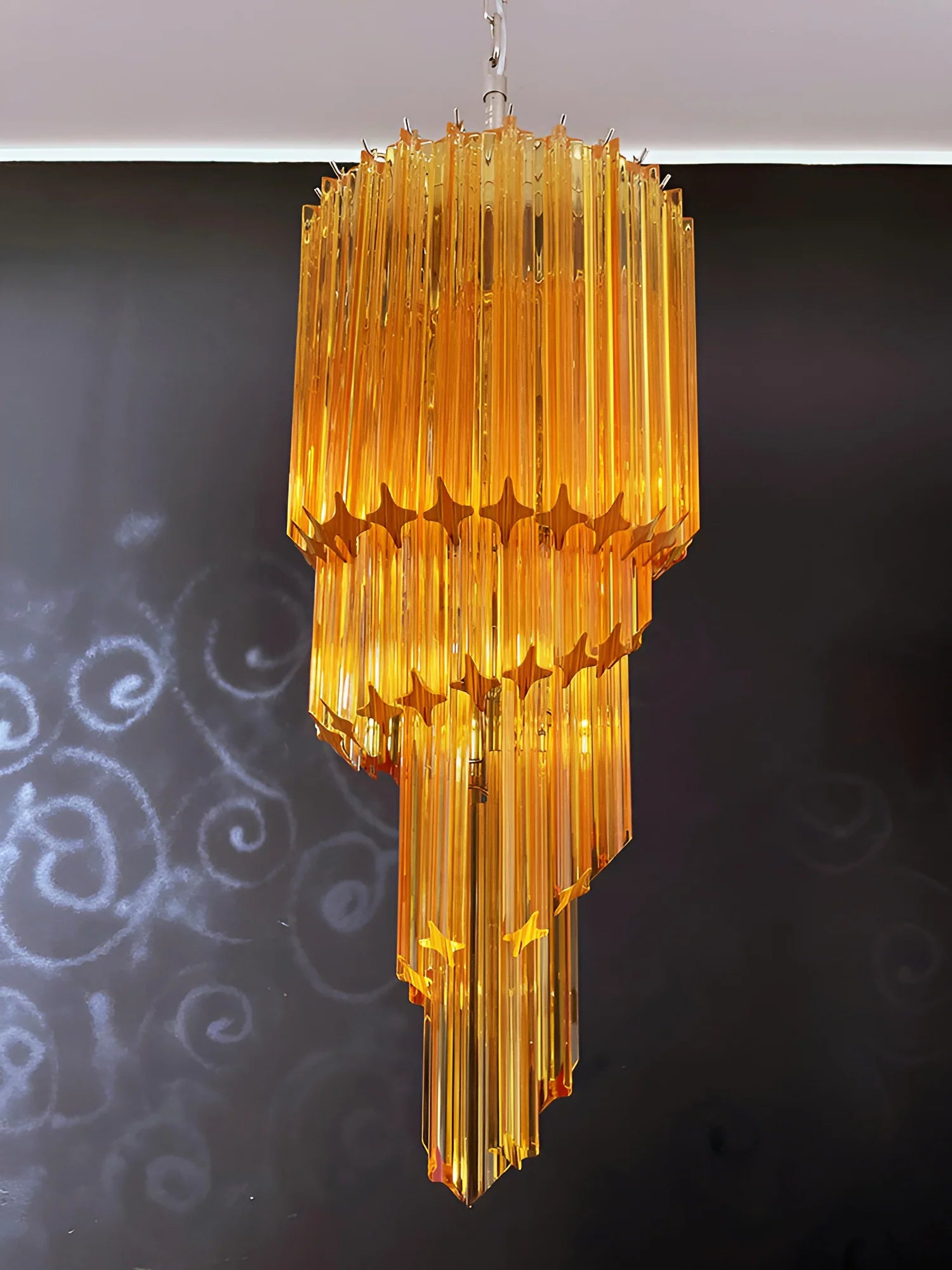 Murano Spiral Prisms Amber Chandelier - Nuvé