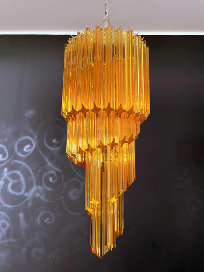 Murano Spiral Prisms Amber Chandelier - Nuvé