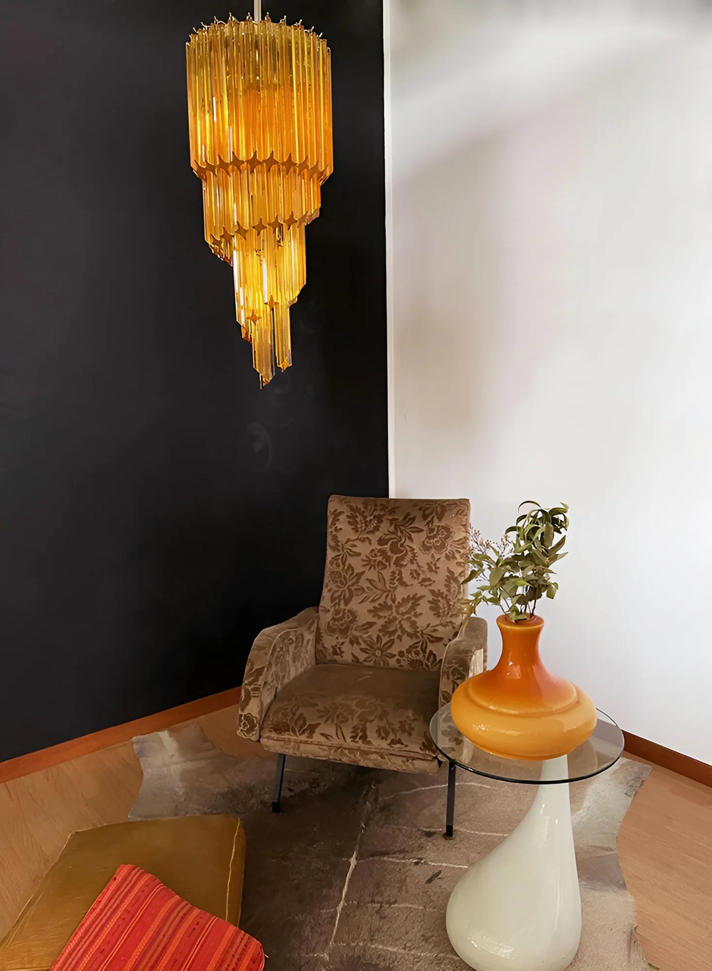 Murano Spiral Prisms Amber Chandelier - Nuvé