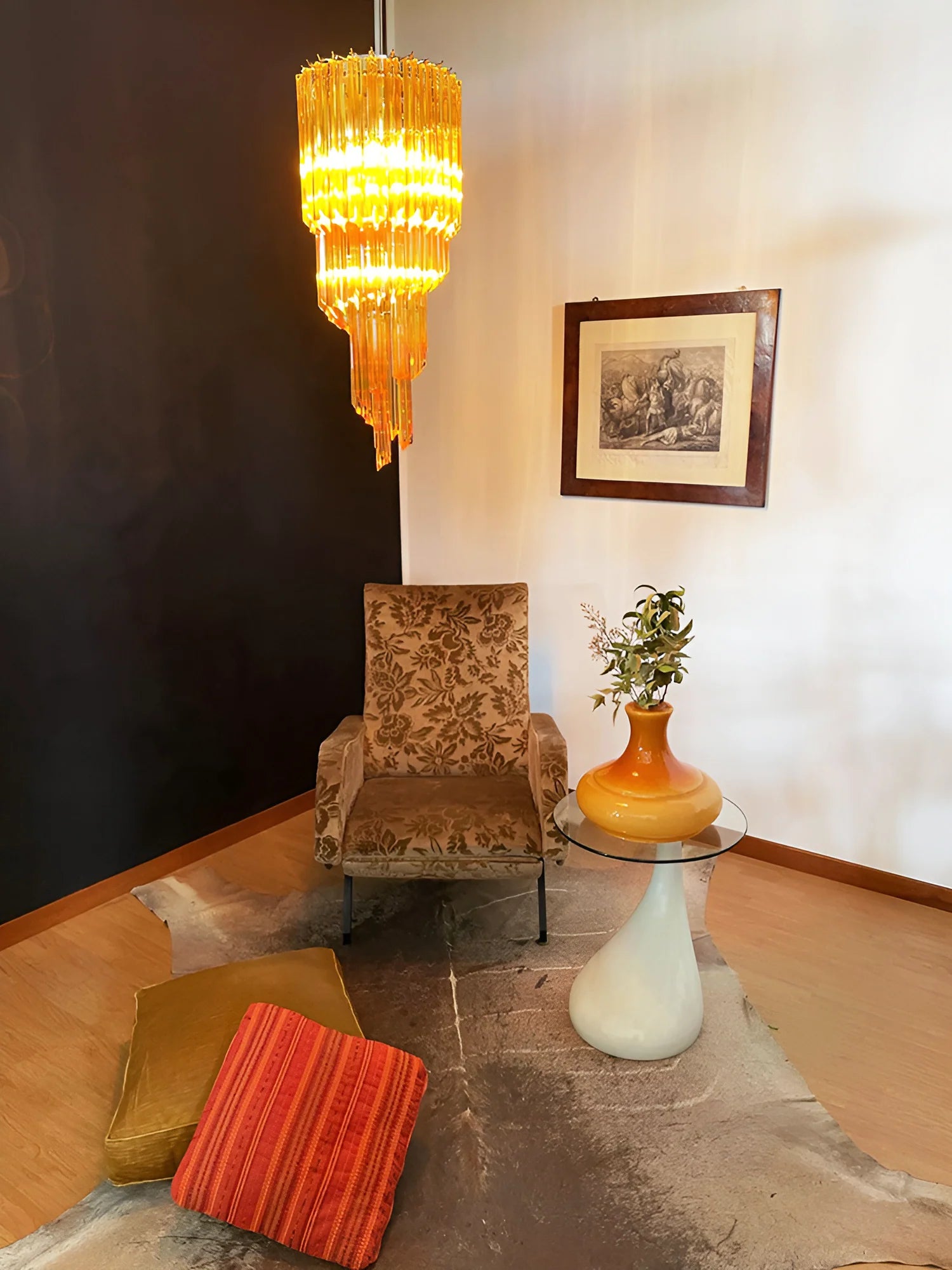 Murano Spiral Prisms Amber Chandelier - Nuvé