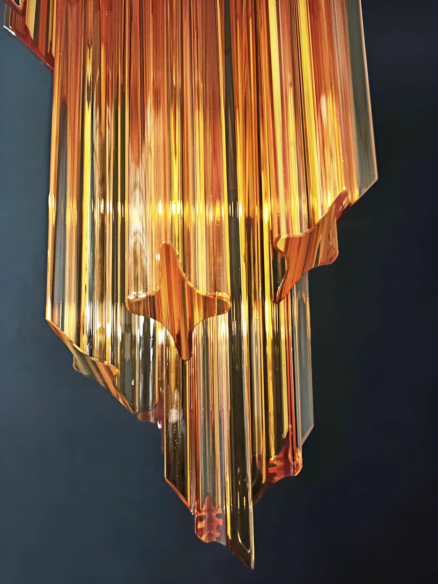 Murano Spiral Prisms Amber Chandelier - Nuvé