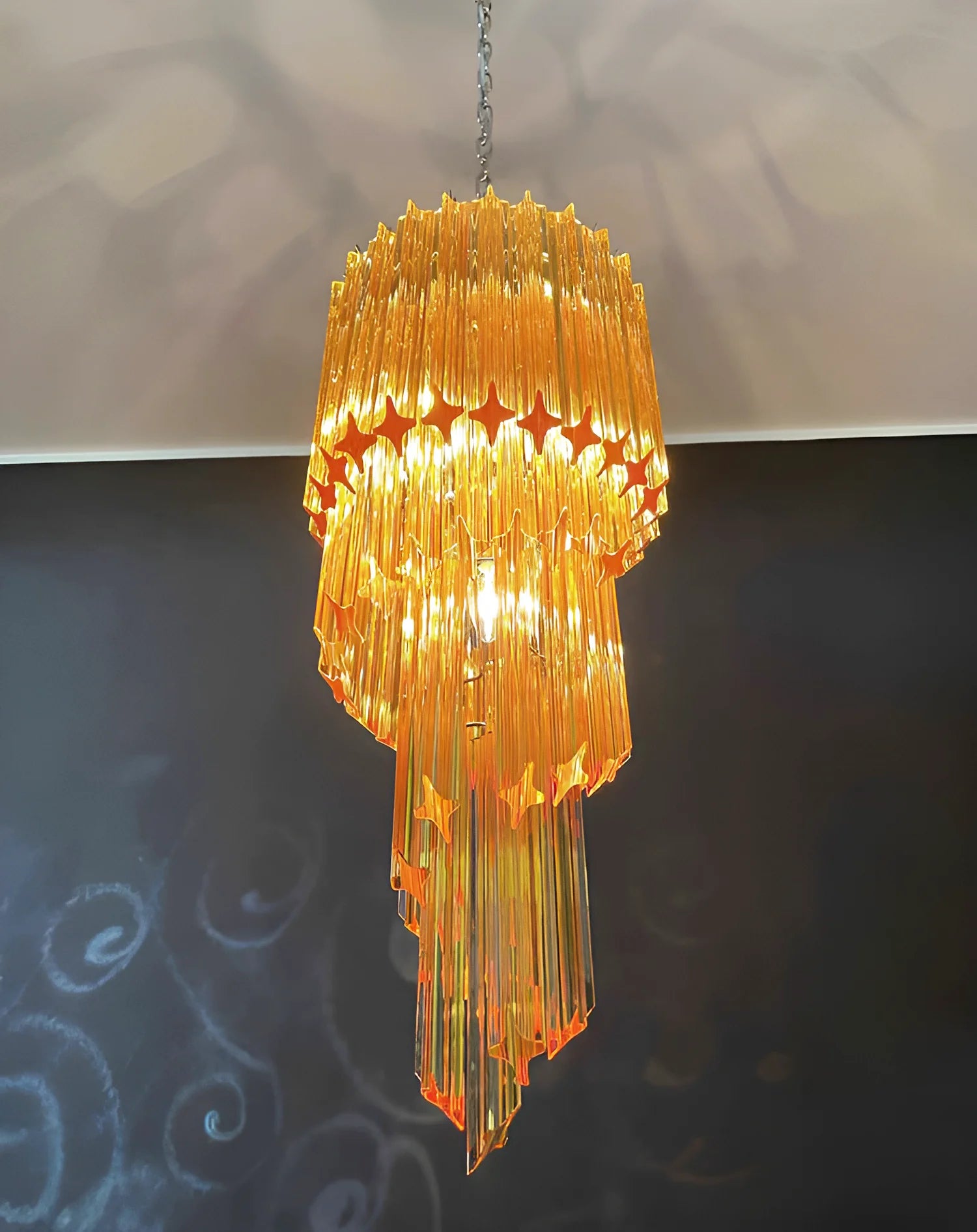 Murano Spiral Prisms Amber Chandelier - Nuvé