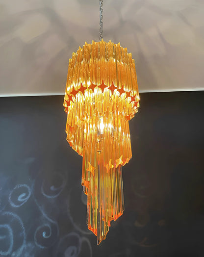 Murano Spiral Prisms Amber Chandelier - Nuvé