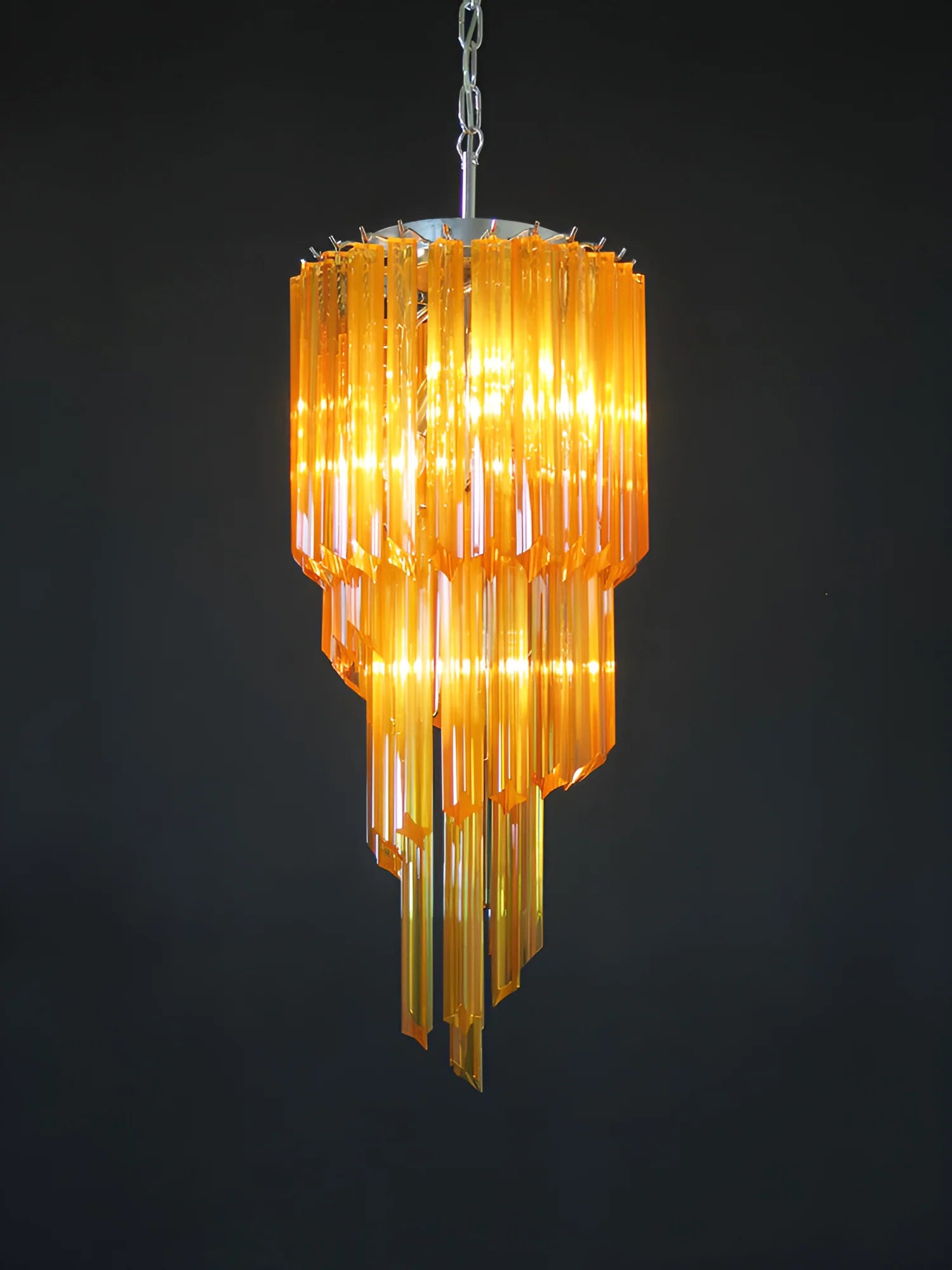 Murano Spiral Prisms Amber Chandelier - Nuvé