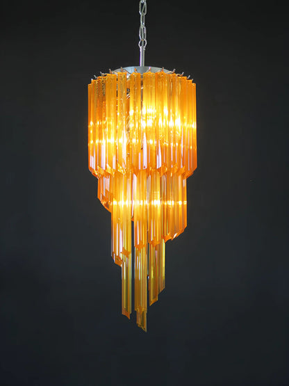 Murano Spiral Prisms Amber Chandelier - Nuvé