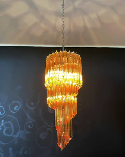 Murano Spiral Prisms Amber Chandelier - Nuvé