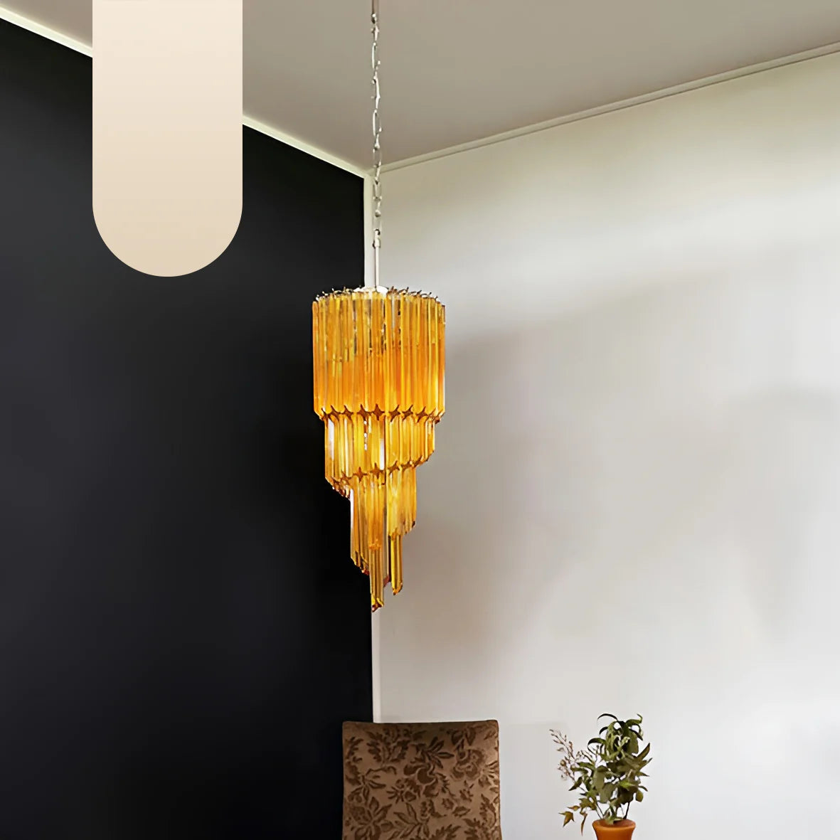 Murano Spiral Prisms Amber Chandelier - Nuvé